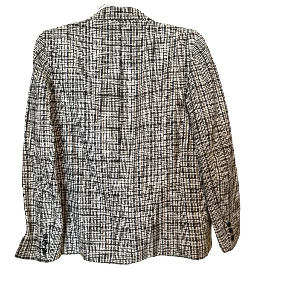 Vintage Peabody House Houndstooth Wool Blend Blazer Jacket Brown Beige Size 14 - Picture 14 of 14